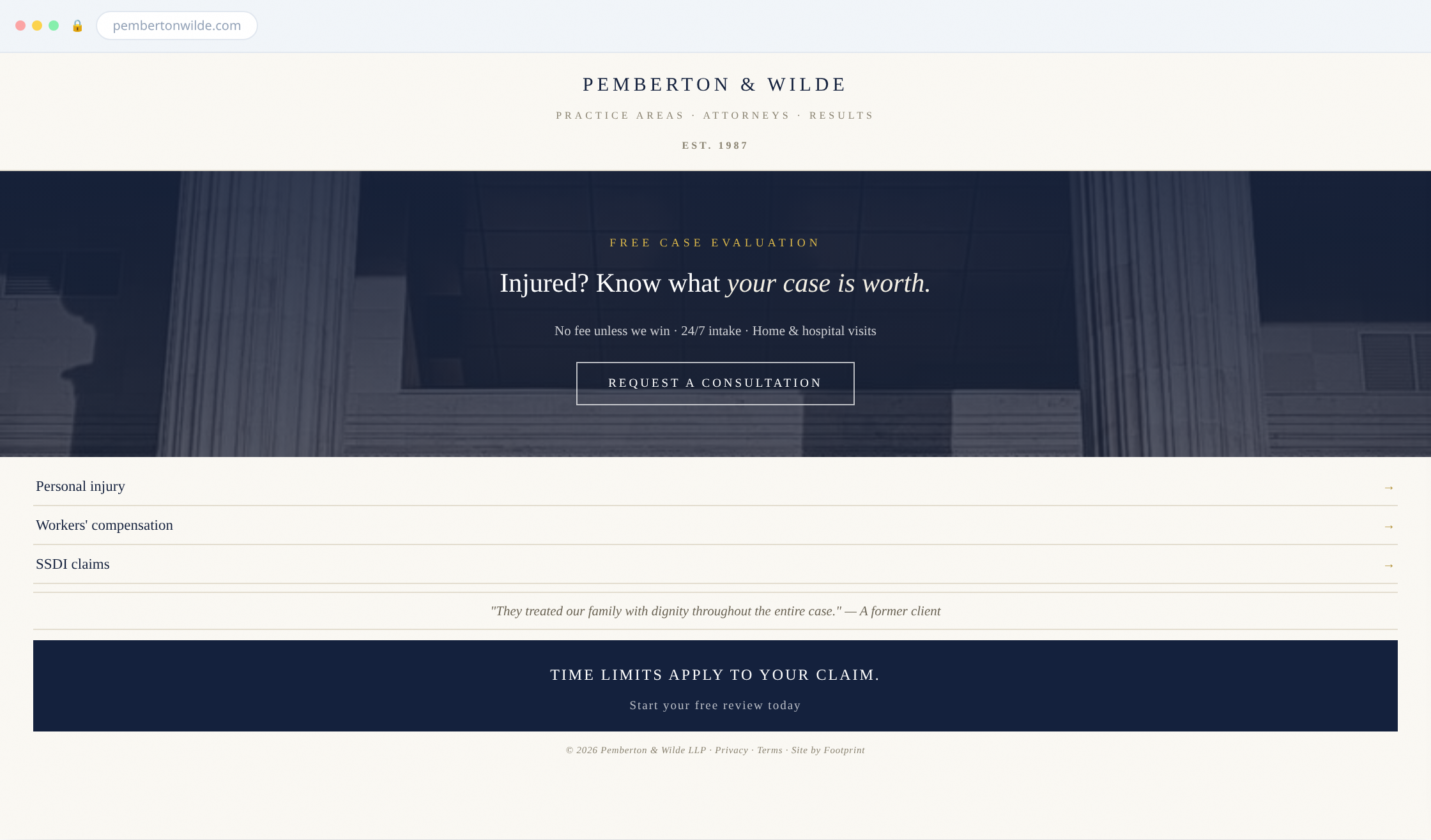 Pemberton & Wilde — serif prestige build