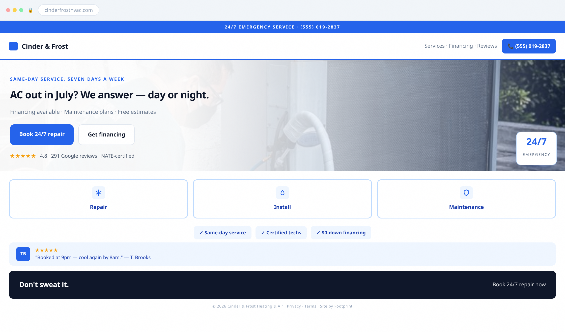 Cinder & Frost — flat utility build